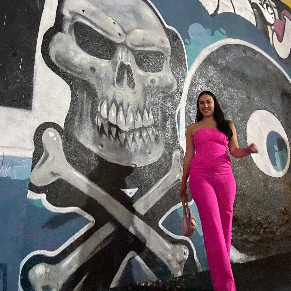 AKIRA Vibrant Pink Strapless Jumpsuit
